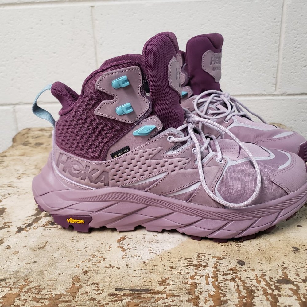 HOKA ONE ONE ANACAPA Boots ~Mid GORE-TEX~ Women’s 9.5 B ~ Elderberry ~ Sky Blue - Picture 2 of 8